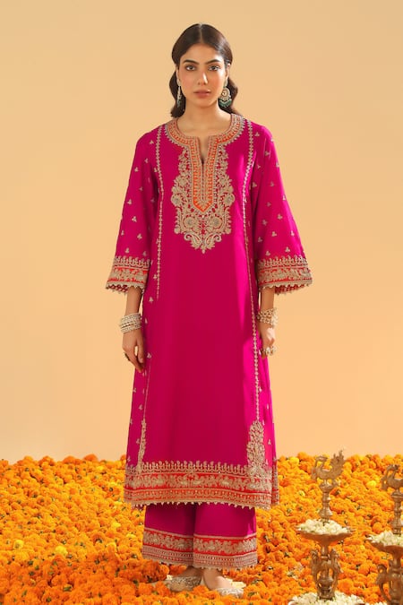Buy Sheetal Batra Pink Organza, Sequins, Zari, Embroidery Hot Kirandori Kurta Set Online at Aza Fashions Buy_Sheetal Batra_Pink Organza, Sequins, Zari, Embroidery Hot Kirandori Kurta Set _Online_at_Aza_Fashions