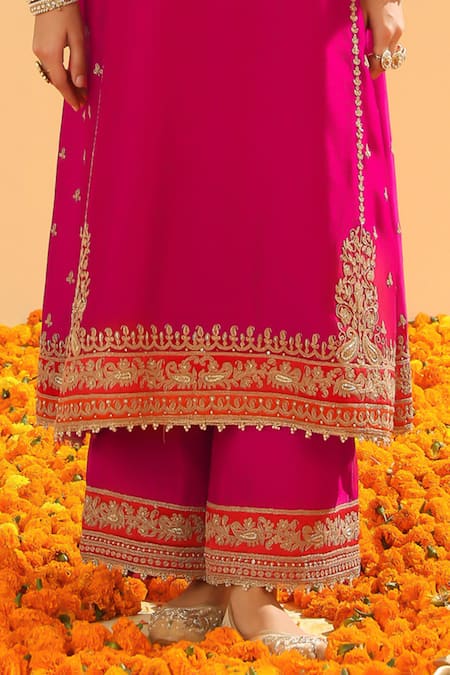 Shop Sheetal Batra Pink Organza, Sequins, Zari, Embroidery Hot Kirandori Kurta Set Online at Aza Fashions Shop_Sheetal Batra_Pink Organza, Sequins, Zari, Embroidery Hot Kirandori Kurta Set _Online_at_Aza_Fashions