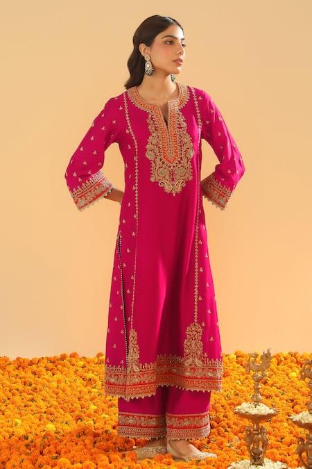 Sheetal Batra Pink Organza, Sequins, Zari, Embroidery Hot Kirandori Kurta Set at Aza Fashions Sheetal Batra_Pink Organza, Sequins, Zari, Embroidery Hot Kirandori Kurta Set _at_Aza_Fashions