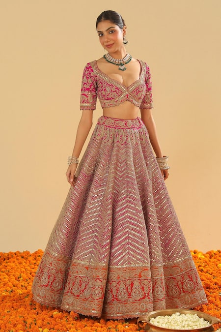 Sheetal Batra Paisley Garden Embroidered Bridal Lehenga Set 