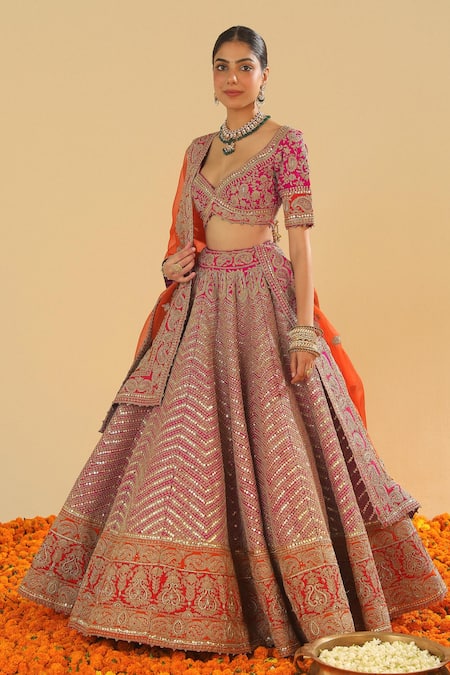Buy Sheetal Batra Pink Silk , Silk, Sequins, Paisley Garden Bridal Lehenga Set Online at Aza Fashions Buy_Sheetal Batra_Pink Silk , Silk, Sequins, Paisley Garden Bridal Lehenga Set _Online_at_Aza_Fashions