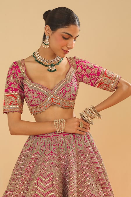 Sheetal Batra Pink Silk , Silk, Sequins, Paisley Garden Bridal Lehenga Set at Aza Fashions Sheetal Batra_Pink Silk , Silk, Sequins, Paisley Garden Bridal Lehenga Set _at_Aza_Fashions