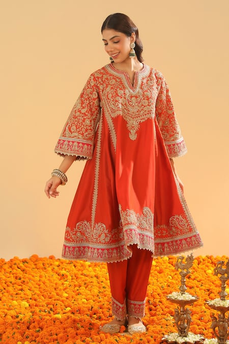 Sheetal Batra Orange , Organza, Satin Ornate Paisley Embroidered Anarkali Set at Aza Fashions Sheetal Batra_Orange , Organza, Satin Ornate Paisley Embroidered Anarkali Set _at_Aza_Fashions