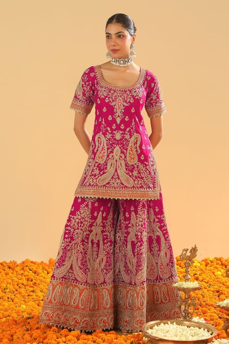 Sheetal Batra Ishwa Paisley Embroidered Kurta With Sharara 