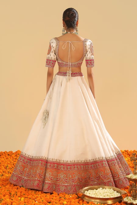 Sheetal Batra Kirandori Embroidered Ivory Lehenga Set 