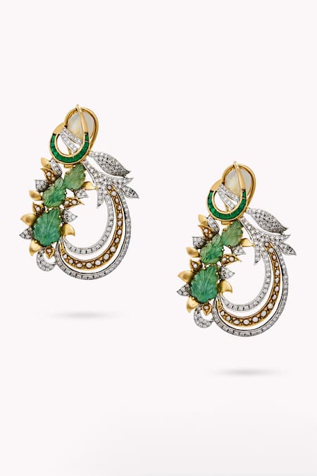 Rowas Jewels Feuillet Round Brilliant Cut Embellished Earrings 