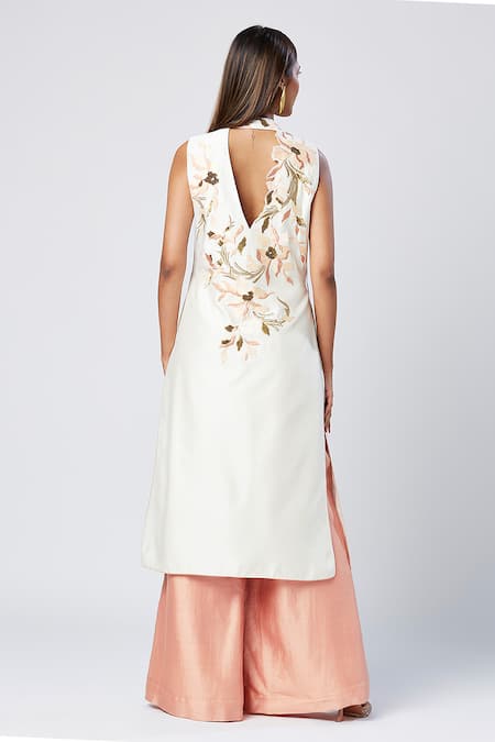 Madder Much Ivory Asymmetric Tunic Pant Set 