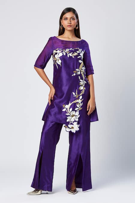 Madder Much Lexie Embroidered Tunic With Slit Pant 