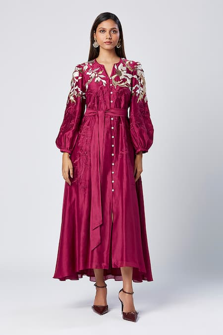 Madder Much Natalie Floral Embroidered Dress With Belt 