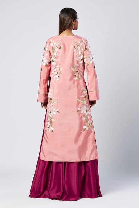 Madder Much Wine Plain Lehenga Set With Embroidered Jacket 