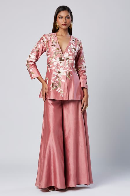 Madder Much Selma Embroidered Peplum Kurta With Flared Pant 