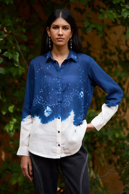 Medha Bandhani Pattern Ombre Shirt 