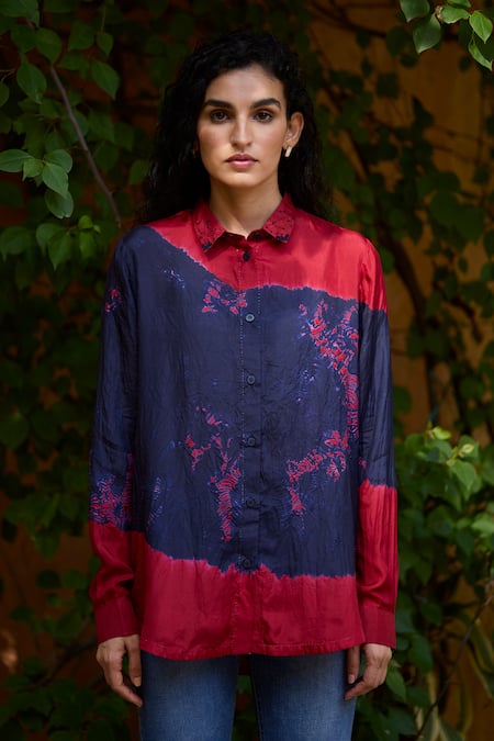 Medha Tie Dye Placement Pattern Shirt 