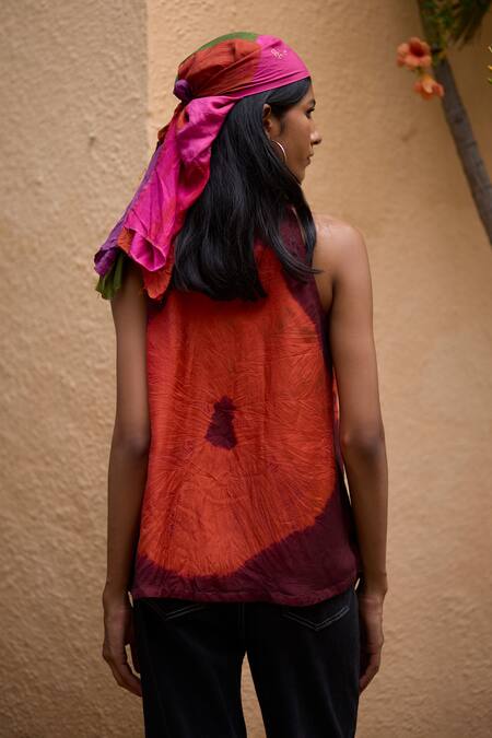 Shop_Medha_Multi Color Silk Patchwork Collared Multicolor Shirt _at_Aza_Fashions