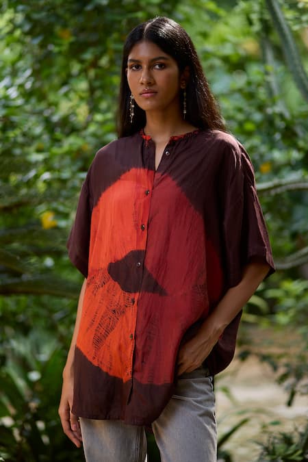 Medha Tie Dye Pattern Panelled Shirt 