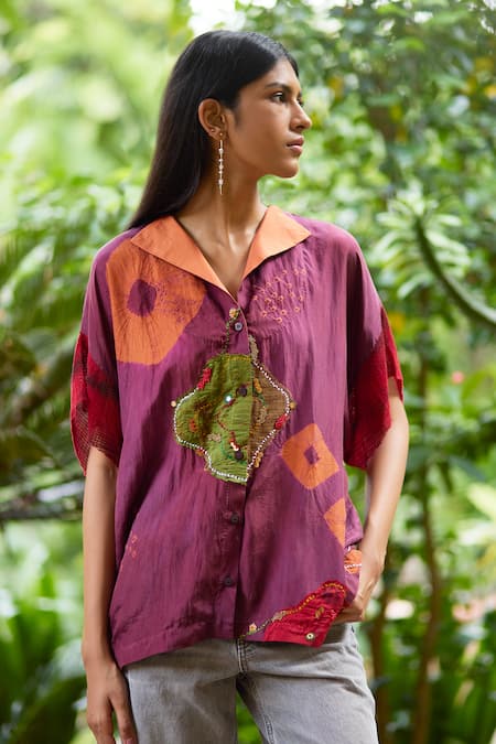 Medha Patchwork Placement Embroidered Kaftan Shirt 