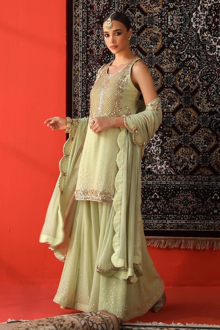 Sabe Pearl Embroidered Kurta Sharara Set 