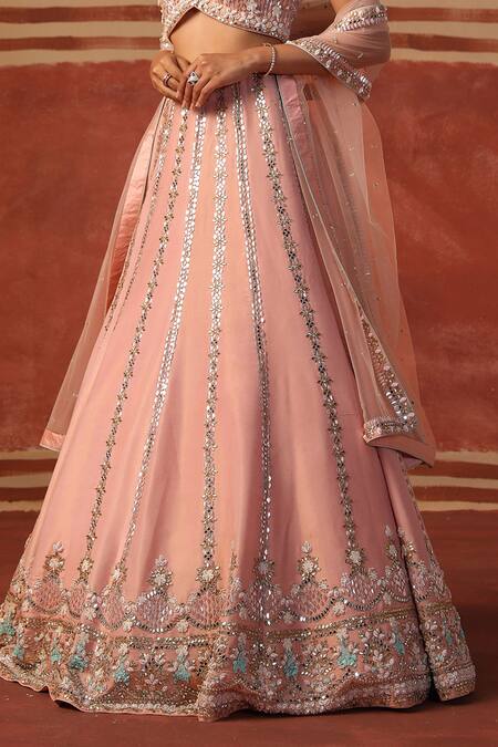 Sabe Pink Georgette Sequins, Beads Halter Neck Floral Mirror Embroidered Lehenga Set Online at Aza Fashions Sabe_Pink Georgette Sequins, Beads Halter Neck Floral Mirror Embroidered Lehenga Set _Online_at_Aza_Fashions