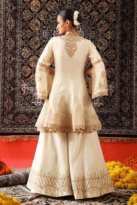 Sabe Floral Embroidered Kurta Sharara Set 