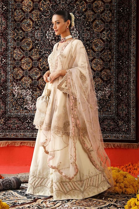 Buy Sabe Ivory Net, Tissue Sequins, Zari, Embroidery V-neck Floral Kurta Sharara Set Online at Aza Fashions Buy_Sabe_Ivory Net, Tissue Sequins, Zari, Embroidery V-neck Floral Kurta Sharara Set _Online_at_Aza_Fashions