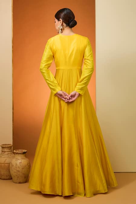 Shop Neha Khullar Yellow , Crepe, Organza Cut Work, And Cutdana Embroidered Anarkali Set at Aza Fashions Shop_Neha Khullar_Yellow , Crepe, Organza Cut Work, And Cutdana Embroidered Anarkali Set _at_Aza_Fashions