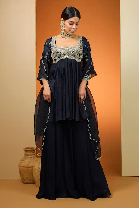 Neha Khullar Embroidered Short Anarkali Sharara Set 