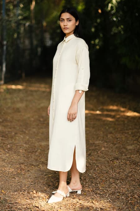 RAAS LIFE Cream Midi Shirt Dress 