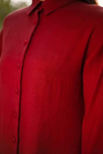 Shop_RAAS LIFE_Maroon Wool Collared Merino Tunic And Pant Set _Online_at_Aza_Fashions
