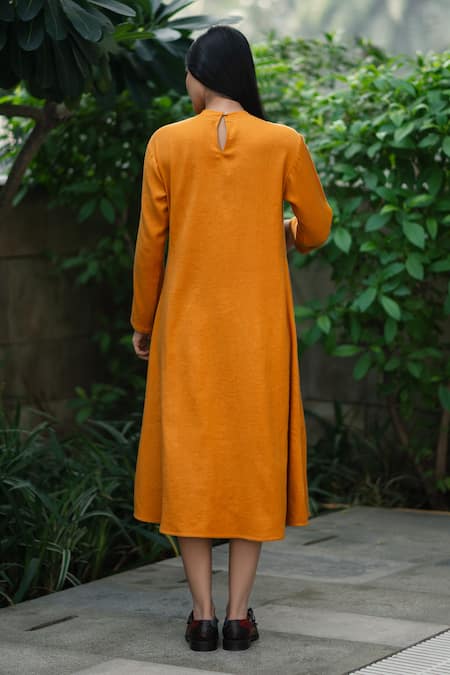 RAAS LIFE Mustard Yellow Full Sleeves Midi Dress 