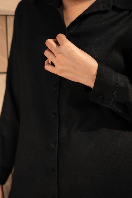 Buy RAAS LIFE Black Wool Collared Shirt And Trouser Set Online at Aza Fashions Buy_RAAS LIFE_Black Wool Collared Shirt And Trouser Set _Online_at_Aza_Fashions