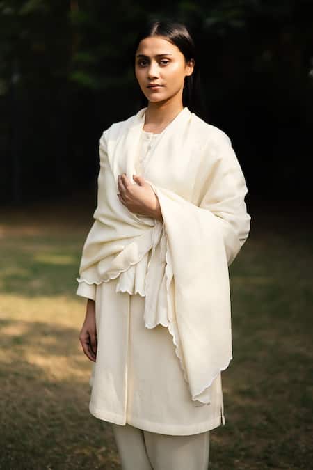 Buy RAAS LIFE Cream Wool Round Neck Solid Kurta Set With Trouser Buy_RAAS LIFE_Cream Wool Round Neck Solid Kurta Set With Trouser