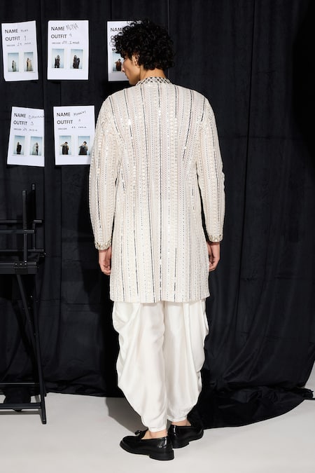 Shop Twenty Nine Ivory Net Mirrors, Sequins Embroidered Kurta Set at Aza Fashions Shop_Twenty Nine_Ivory Net Mirrors, Sequins Embroidered Kurta Set _at_Aza_Fashions