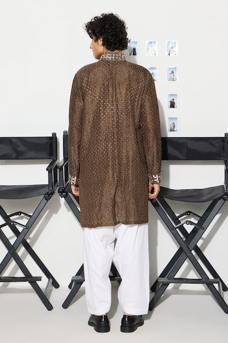 Shop_Twenty Nine_Green Silk, Cotton Mirrors, Sequins Mehendi Embroidered Kurta Set _at_Aza_Fashions