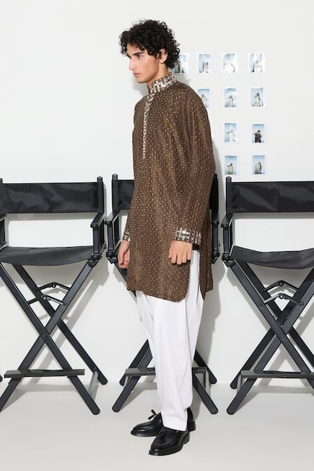 Buy_Twenty Nine_Green Silk, Cotton Mirrors, Sequins Mehendi Embroidered Kurta Set _Online_at_Aza_Fashions