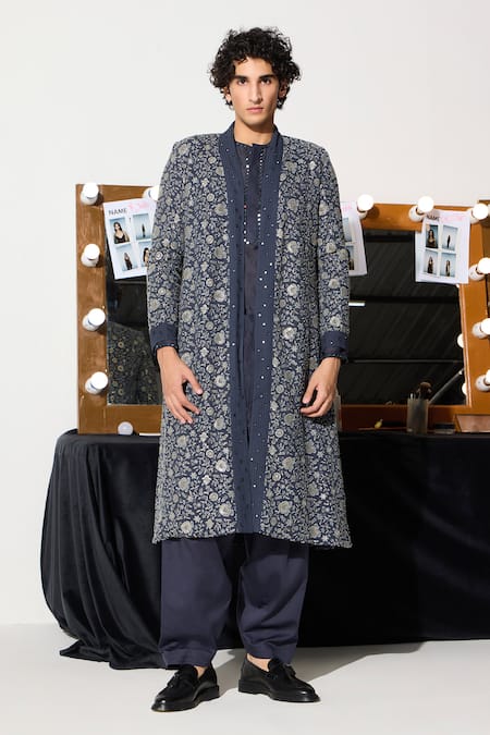 Twenty Nine Mirror Embroidered Placket Kurta & Pant Set 