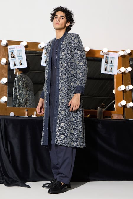 Twenty Nine Gray Cotton, Silk Mirrors, Sequins Grey Embroidered Kurta And Pant Set Online at Aza Fashions Twenty Nine_Gray Cotton, Silk Mirrors, Sequins Grey Embroidered Kurta And Pant Set _Online_at_Aza_Fashions