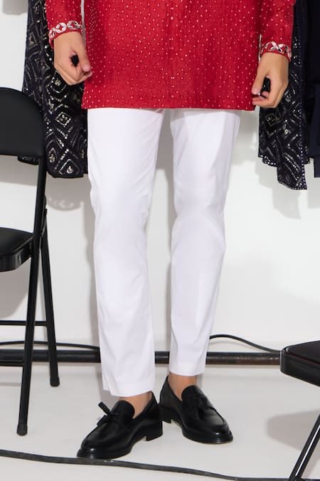 Twenty Nine_Red Silk, Cotton Mirrors Embroidered Kurta Set _Online_at_Aza_Fashions