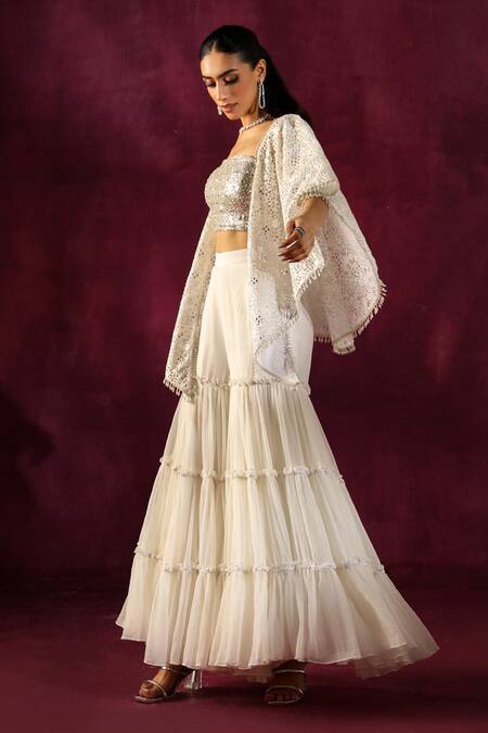 Twenty Nine Ivory Floral Embroidered Cape Online at Aza Fashions Twenty Nine_Ivory Floral Embroidered Cape _Online_at_Aza_Fashions