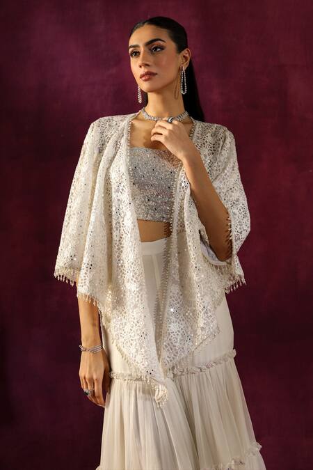Buy Twenty Nine Ivory Floral Embroidered Cape Online at Aza Fashions Buy_Twenty Nine_Ivory Floral Embroidered Cape _Online_at_Aza_Fashions
