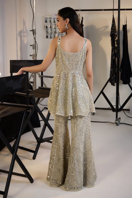 Twenty Nine Hexagon Hand Embroidered Peplum Tunic 