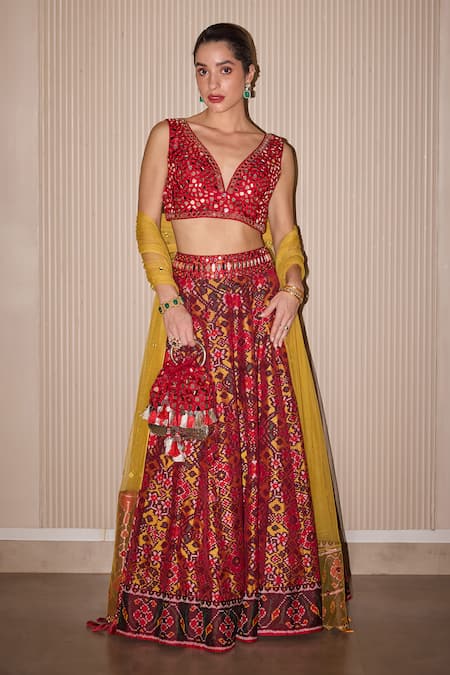 Twenty Nine Patola Mirror Embellished Lehenga Set 