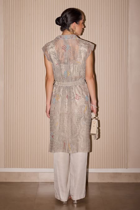 Twenty Nine Silver Mirror Embroidered Inner & Pant Set 