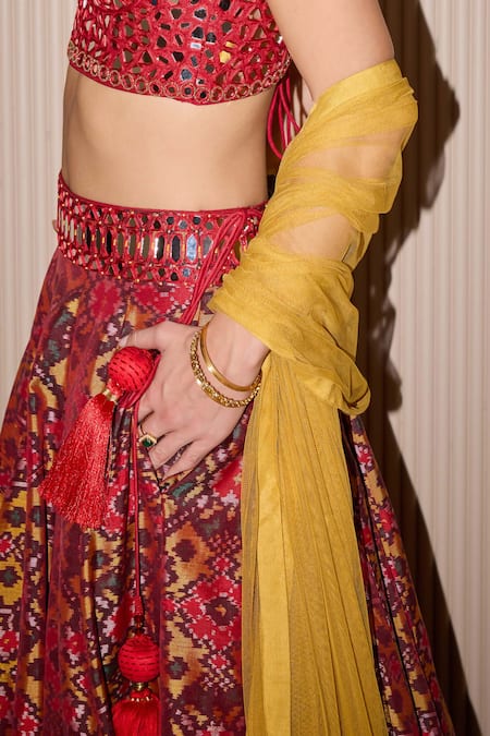 Buy Twenty Nine Yellow Tulle Mirrors Floral Patola Border Work Dupatta Online at Aza Fashions Buy_Twenty Nine_Yellow Tulle Mirrors Floral Patola Border Work Dupatta _Online_at_Aza_Fashions