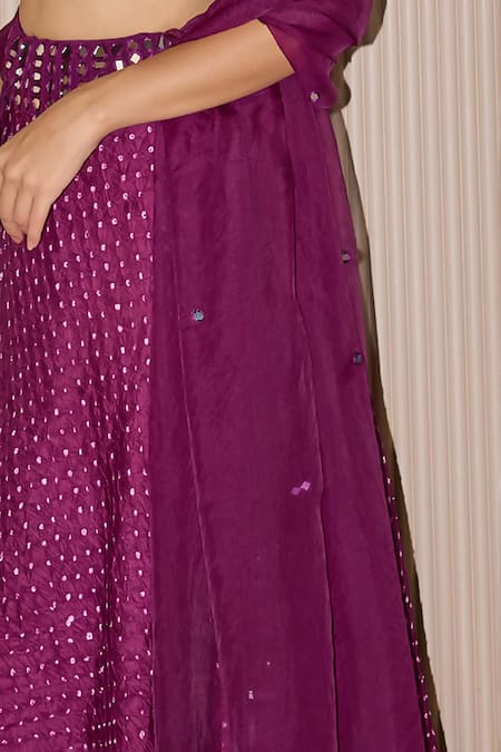 Shop Twenty Nine Purple Organza Tassels Mirror Embroidered Dupatta Online at Aza Fashions Shop_Twenty Nine_Purple Organza Tassels Mirror Embroidered Dupatta _Online_at_Aza_Fashions