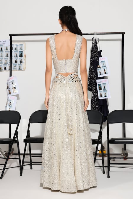 Twenty Nine Silver Sequins Tulle Lehenga 