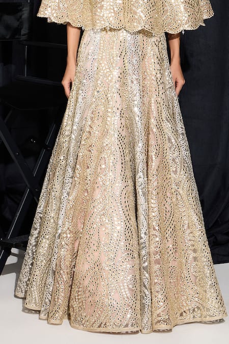 Buy Twenty Nine Gold Tulle Mirrors Ombre Kalidar Work Lehenga Online at Aza Fashions Buy_Twenty Nine_Gold Tulle Mirrors Ombre Kalidar Work Lehenga _Online_at_Aza_Fashions