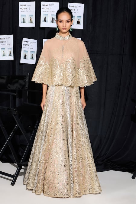 Shop Twenty Nine Gold Tulle Mirrors Ombre Kalidar Work Lehenga Online at Aza Fashions Shop_Twenty Nine_Gold Tulle Mirrors Ombre Kalidar Work Lehenga _Online_at_Aza_Fashions