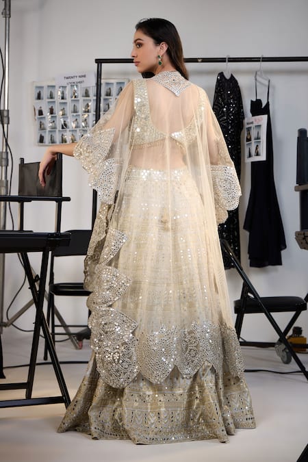 Shop Twenty Nine Gold Tissue Mirrors Embroidered Dupatta at Aza Fashions Shop_Twenty Nine_Gold Tissue Mirrors Embroidered Dupatta _at_Aza_Fashions