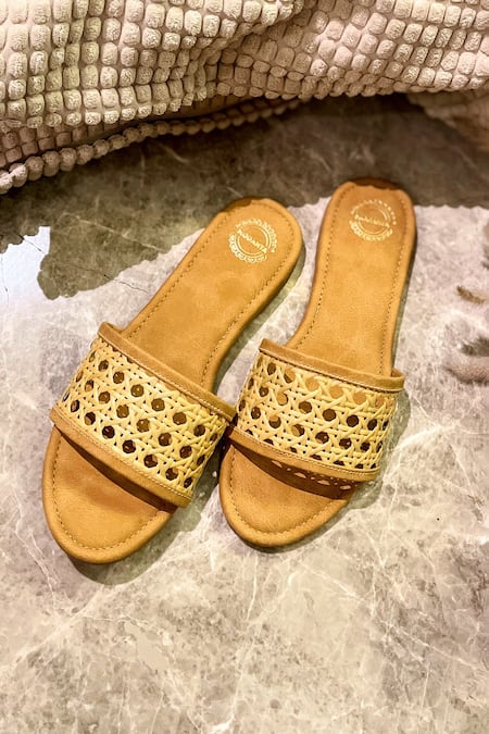 Modanta Footwear Geometric Cane Jaal Slip On Flats 