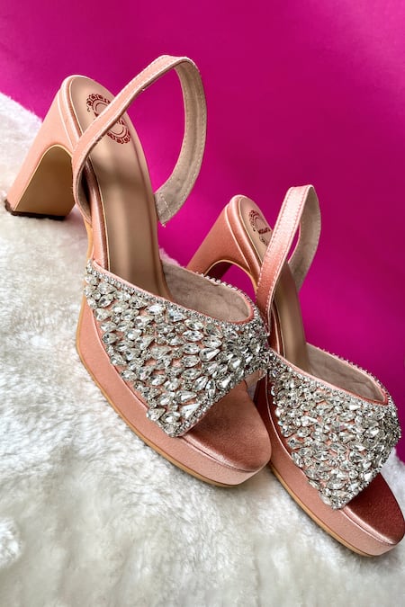 Modanta Footwear Crystal Petal Embellished Heels 